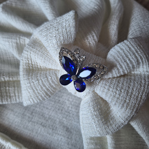 Turban bijoux Papillon bleu roi nœud en tissu maille 4 couleurs au choix